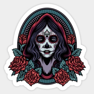 Dia de los Muertos Woman with Roses Sticker